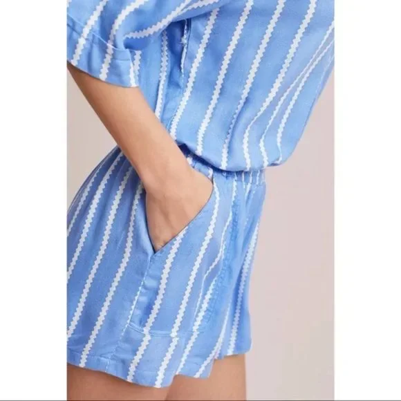 Anthropologie x Beachgold Ancona Striped Short Sleeve Romper - Picture 2 of 4